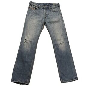 Diesel Jeans Mens W32 L32‎ Blue Waykee Regular Straight 0842C Button Fly Denim